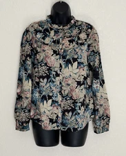 Rebecca Taylor Top Floral Ruffle Collar Blouse Romantic Peasant Cottage La Vie M