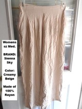 SIENNA SKY Womens Medium Pants 100 Rayon Creamy Beige Pull-on-style