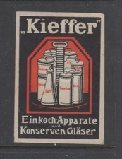 Germany - Kieffer Canning Supplies & Jars Advertising Stamp - NG