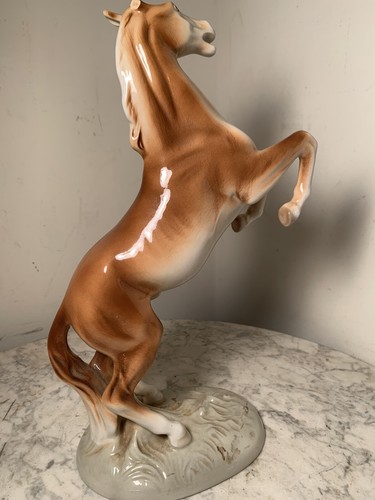 12.5" ROYAL DUX GLOSSY PORCELAIN REARING STALLION HORSE FIGURINE - Picture 5 of 9