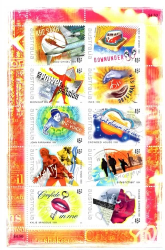 Australia 2001 "ROCK AUSTRALIA" Sheetlet of 10 x 45c stamps  Mint  Original gum