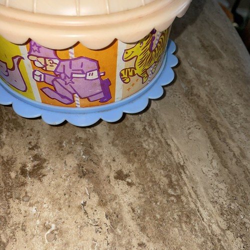 Vintage Baby Toy Top Orange & Blue Carousel with Chimes - Picture 3 of 5