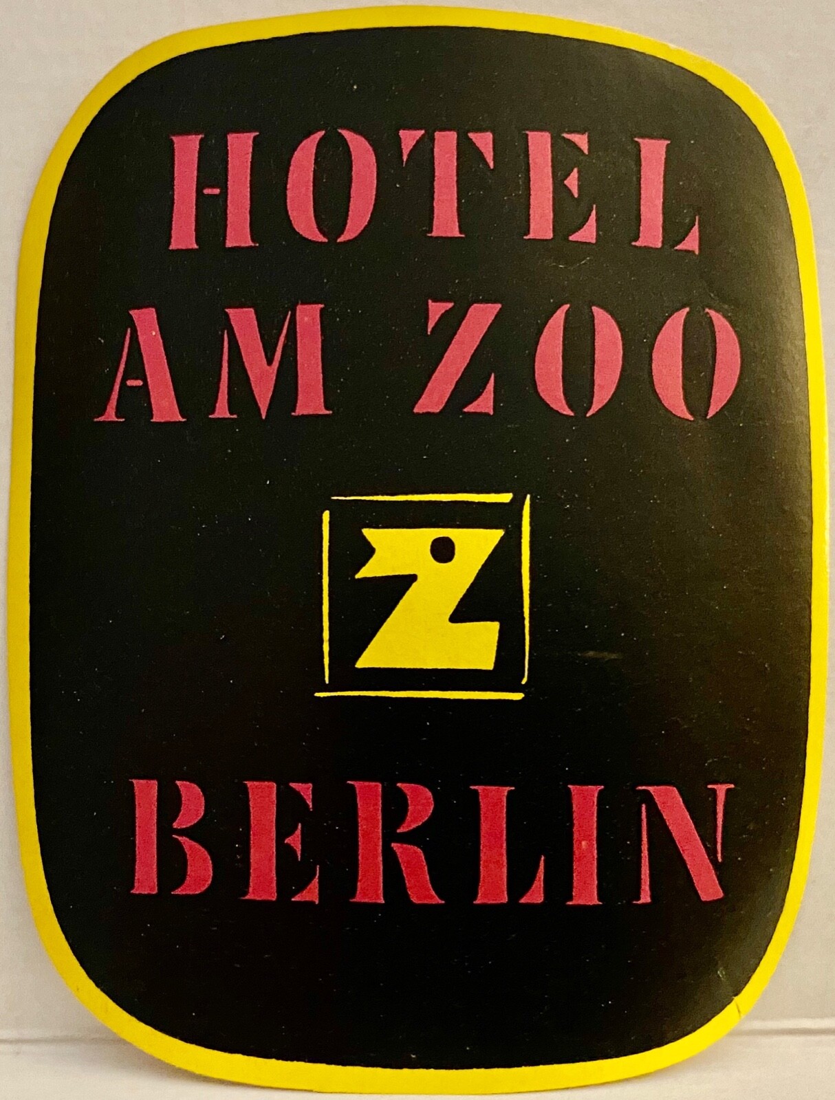 Vintage Luggage Label Hotel Am Zoo Berlin Germany Large Letter Z Abstract Design  -image