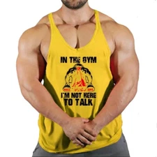 Men Tank Top Bodybuilding Gym Workout Fitness Cotton Sleeveless Stringer Vest