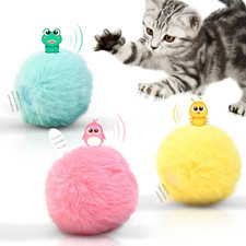 "Enhanced Chirping Cat Toys: 3-Pack Interactive Fluffy Balls with Silvervine Cat