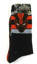 Marvel Black Panther Graphic Print Black Red Gray Mens 6-12 Dress Socks 2 Pair