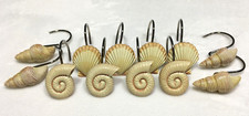 Sea Shells Shower Curtain Hooks Set of 12 Ocean Beach House Cream Beige Tan