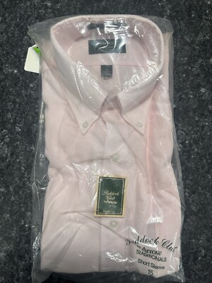 Arrow Paddock Club Mens Size 15 Short Sleeve Light Pink Dress Shirt | eBay