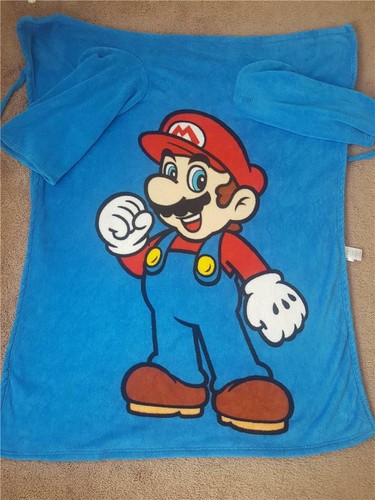 Nintendo Super Mario Brothers Bath Robe Blanket with Sleeves Blue Warm 4 - 10