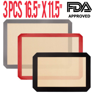 3X Pack Large Silicone Baking Mat Non Stick Heat Resistant Liner