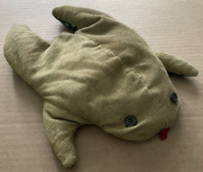 Vintage HAND MADE Frog Bean Bag Doorstop Button Eyes Corduroy Fabric