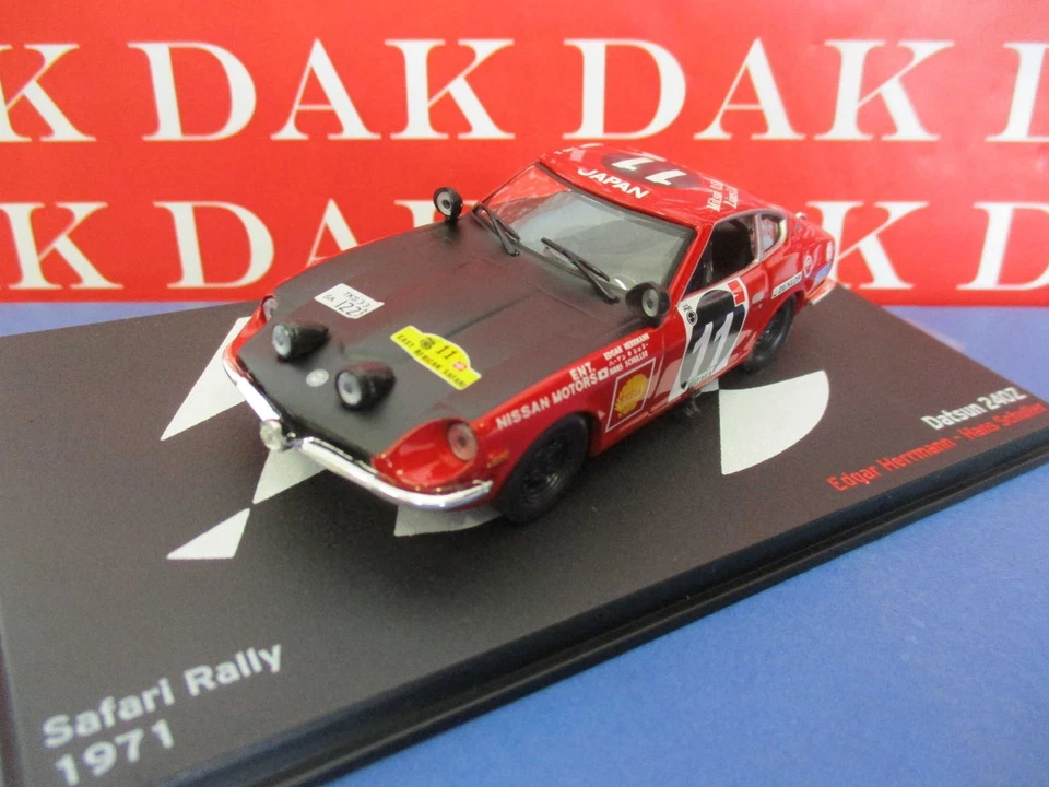 Die cast 1/43 Modellino Auto Datsun 240Z Rally Safari 1971 H. Hermann - Immagine 2 di 4