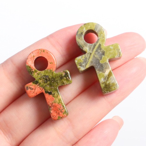 Natural Gemstone Chakra Quartz Crystal Carved Cross Pray Ankh Healing Decoration - Picture 18 of 41