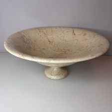 Polished Stone Compote Pedestal Bowl Vintage MCM Possibly Marble GC Display