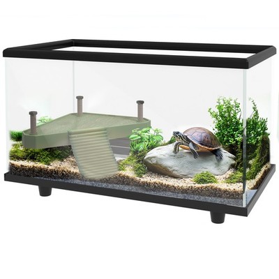 PawHut Turtle Tank 28L Glass Turtle Aquarium w/ Easy Drainage, 45