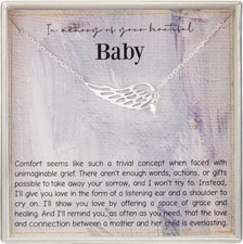 Miscarriage Gifts for Mothers,925 Sterling Silver Baby Angel Wing Heart Pendant