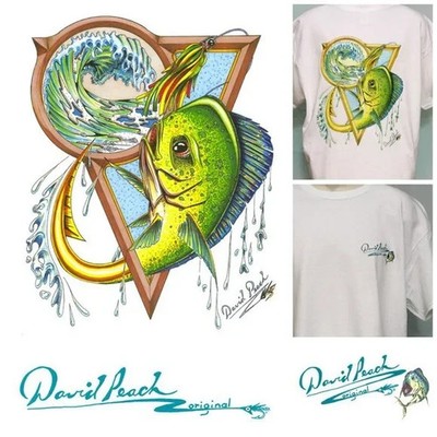 Lady Fisherman Nautical Dolphin Mahi Fishing Lure Fun Men's Large T-Shirt