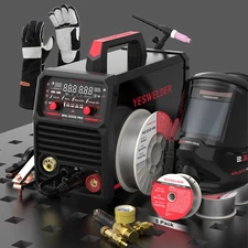 YESWELDER 205A Welder Set - Torch, Helmet, Wires, Gloves & Regulator, 110V/220V