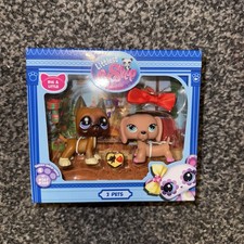 Littlest Pet Shop G7 Series 4 Holiday Pet Pairs #267 Great Dane #268 Dachshund