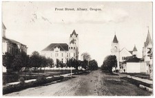 Albany OR - Front Street mailed antique postc...