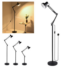 LED Reading Floor Lamp Adjustable Folding Long Arm Desk Clamp 3 Colour Eye Care
