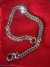 CATENA orologio tasca cromata con moschettone Lunghezza 22 cm VINTAGE