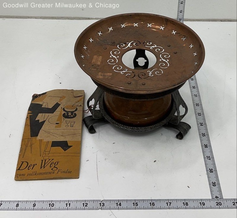 Stockli Netstal Copper Fondue Burner Stand Vintage Swiss Tableware