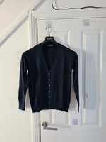 Premier Women’s Navy Knit Rib Cardigan V-Neck Smart Workwear M/12 New Without T