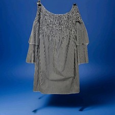  NWT  Medium Romeo&Juliet Couture Black/white  Boho Off Shoulder Dress Fairycore