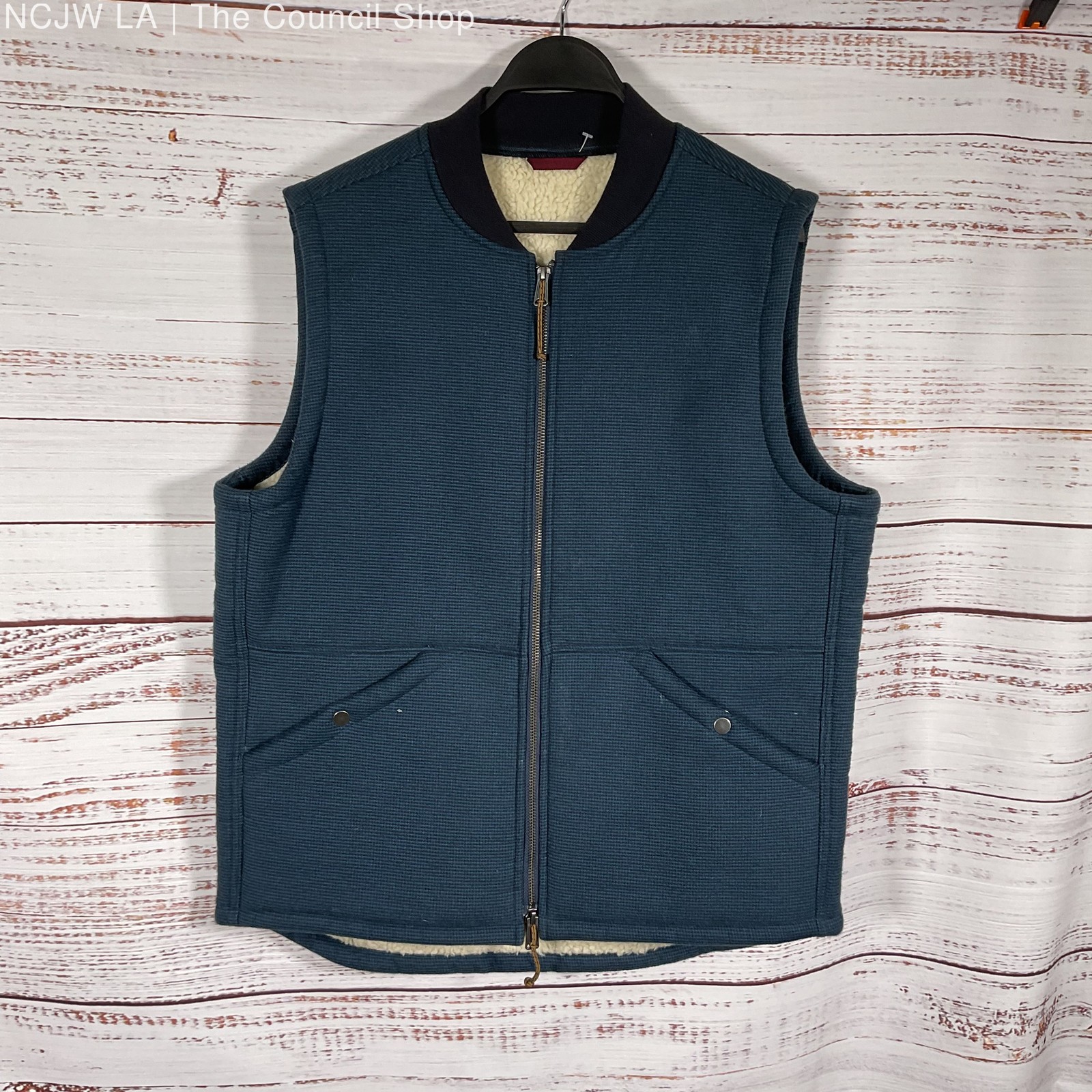 Bonobos Navy Blue Houndstooth Pattern Sherpa Line… - image 1