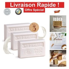 Savon solide lait d'ânesse beurre karité bio Provence 3x125g