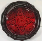 Vintage Anchor Hocking Dark Ruby Red Prescut Heavy Glass Ashtray Dish Trinket 8"