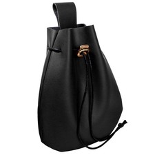 Retro Drawstring Belt Pouch Coin Purse Renaissance Medieval Costume Bag Black