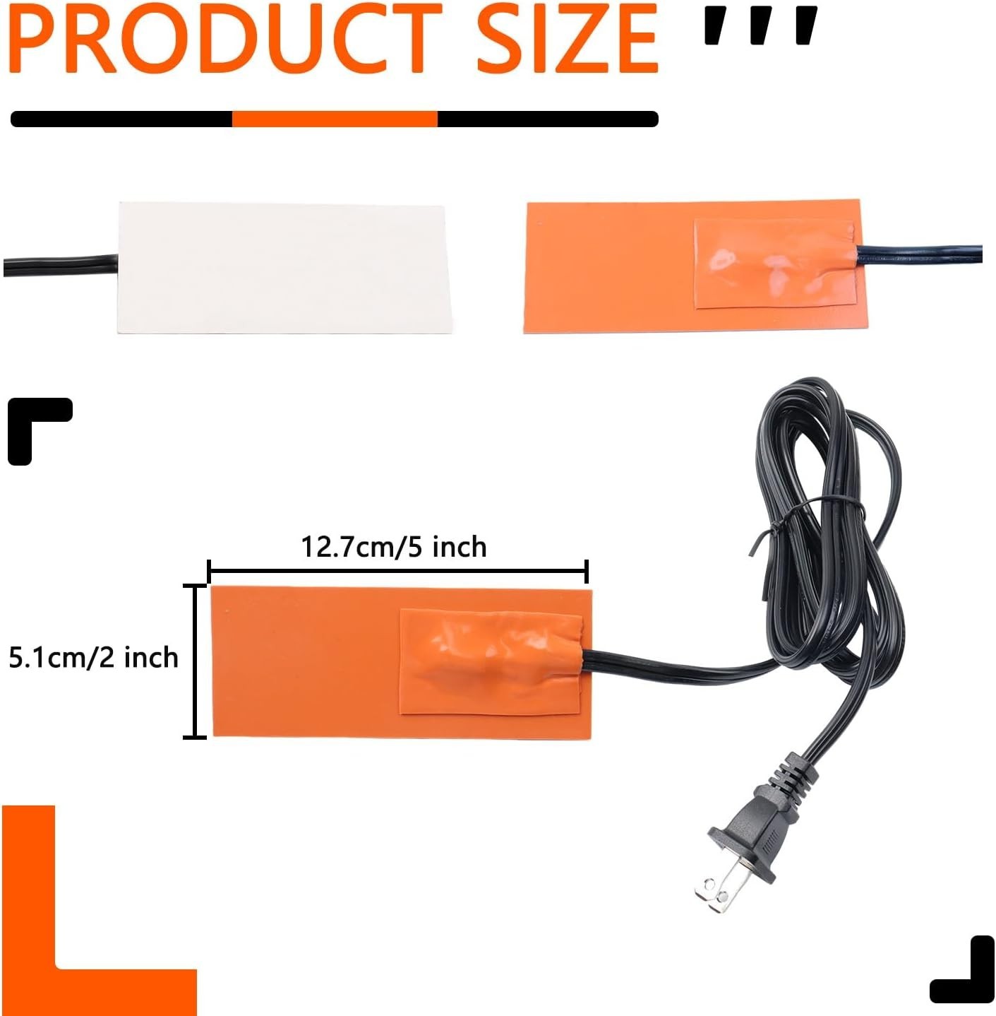 2 x 5 Inch Oil Pan Heater Pad - Self-Adhesive 50W Car Engine Heating Solution