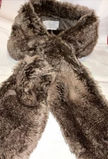 Restoration Hardware Brown Faux Fur Pull Through Keyhole Scarf