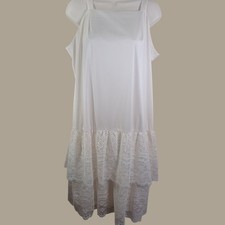 Vintage Coquette Drop Tiered Waist Lace Romantic Shift Dress Ivory Plus 16W