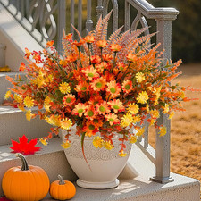 Fall Flowers Artificial for Thanksgiving Decoration, Artificial Mums for Outdoor