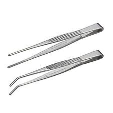 ANEX ATW-S1 Stainless Steel Serrated Tweezers 125mm Set of 2 Straight/Bent Tip