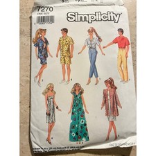 VTG 80s Simplicity 7270 Barbie Doll Clothes Sewing Pattern 11.5" 12" Wardrobe