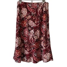 New York Co 100 Silk Lined Paisley Print MIDI Skirt Size Medium