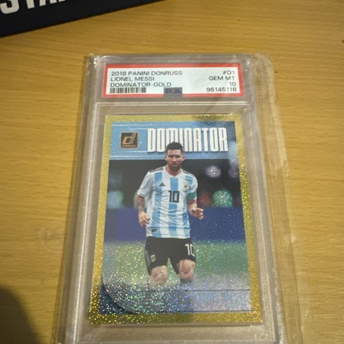 2018 Panini Donruss Dominator Gold #D1 Lionel Messi /75 PSA 10 - Picture 1 of 4