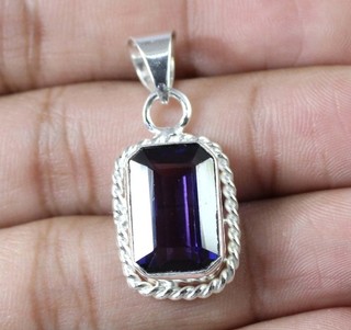 Natural Boysenberry Sapphire 14.30 Ct Emerald Cut Gemstone Certified Pendant