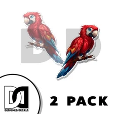 Parrot Sticker Macaw Tropical Bird Animal Art Decal Vinyl Novelty Made in US 2PK