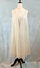 VTG 60'S DESERT FASHIONS LARRY SAKIN CREME SILVER LACE COCKTAIL WEDDING DRESS
