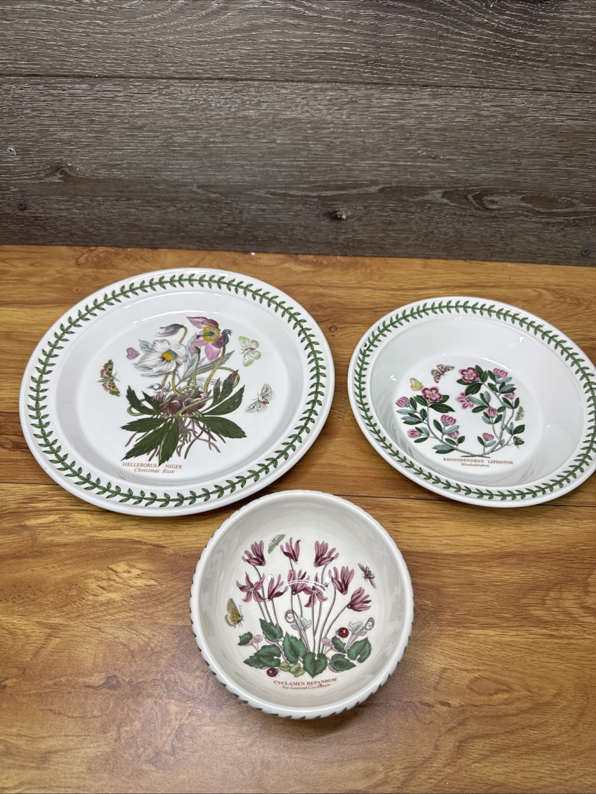 Portmeirion Botanic Garden 10.5&rdquo;Dinner Plates 8.5&rdquo; Rimmed Bowl & 5.5&rdquo; Bowl ~3 Pc