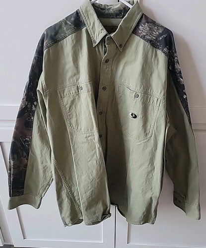 Mossy Oak Mens Open Range Button Down Shirt Green X- Large Camo - Picture 1 of 12