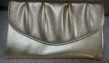Vintage 1978 Avon Polished Gold Metallic Evening Bag Clutch Purse Snap Closure