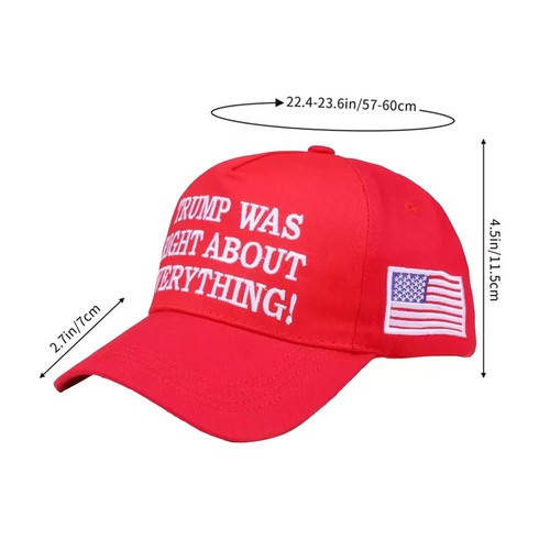 TRUMP WAS RIGHT ABOUT EVERYTHING! 45-47 MAGA RED President Donald Trump Hat - Picture 5 of 5