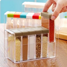 Spice Shaker, 6 Pcs Seasoning Rack Spice Pots Storage Container Condiment Jars w