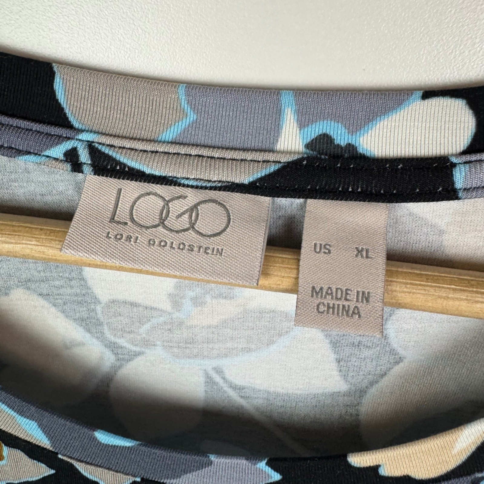 LOGO Lori Goldstein Floral Swing Tunic Top Size XL Soft Stretch Comfy Fall Artsy